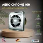 Blauberg Aero Chrome 100 (4") Wall Mounted Exhaust Fan – High-Performance bathroom Ventilation Solution